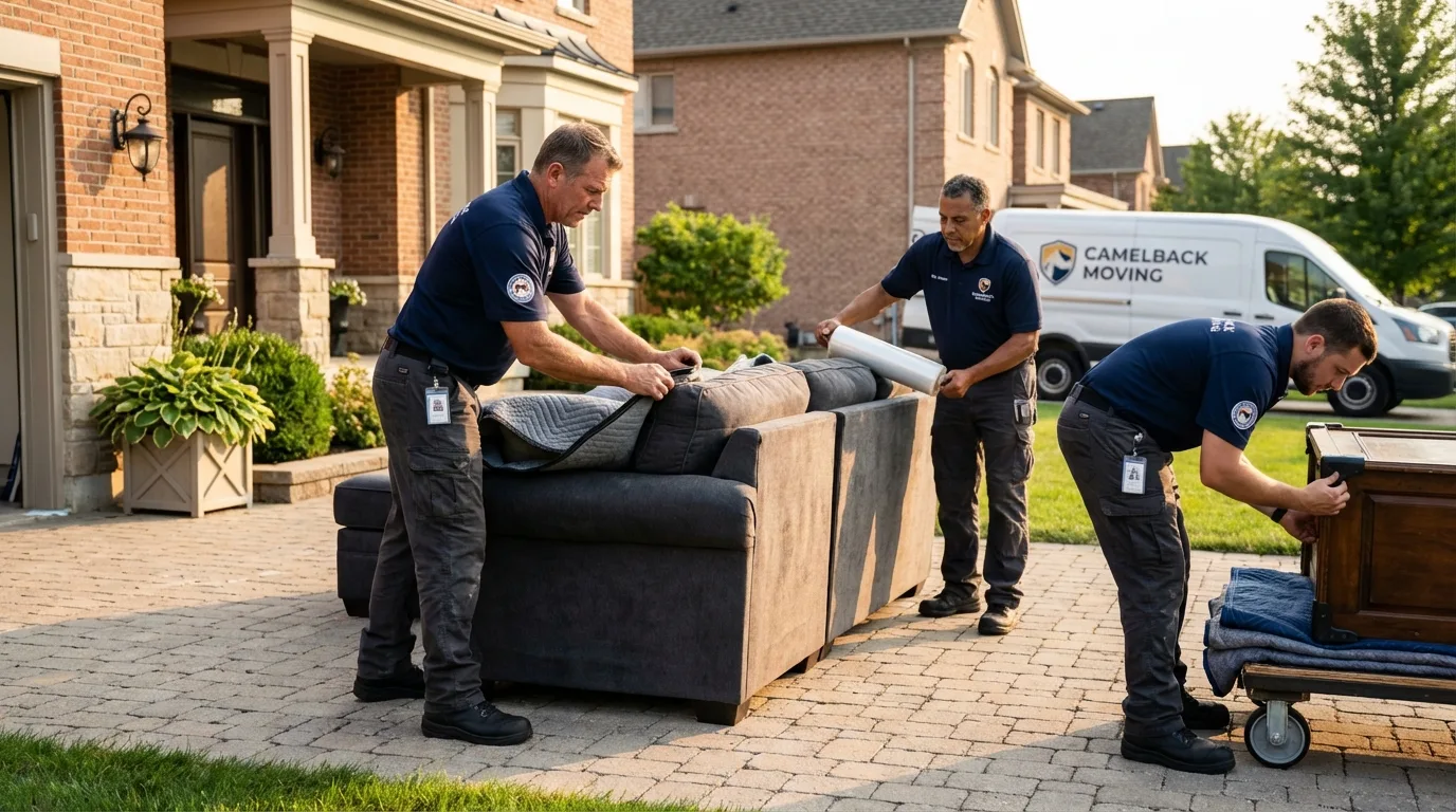 Large estate moving crew wrapping furniture in Groveland, FL
