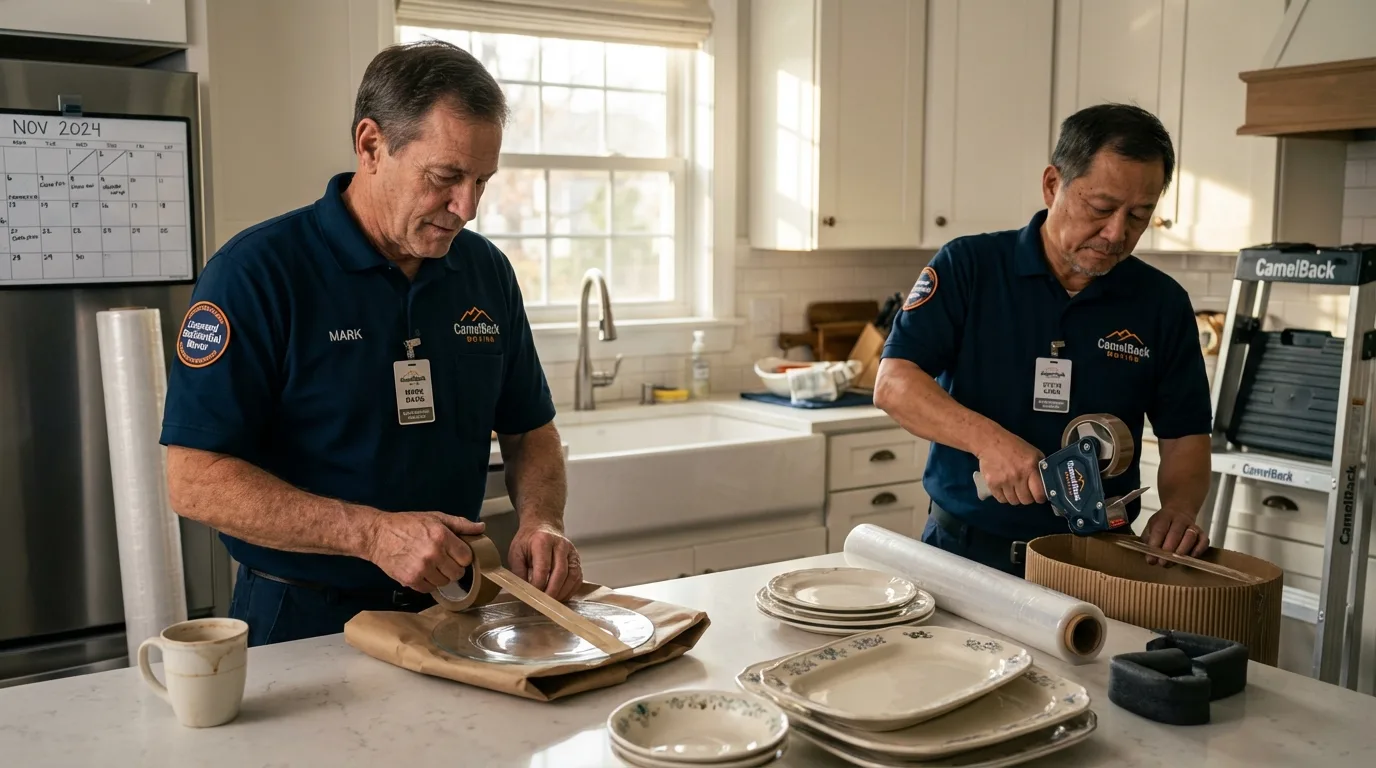 Professional crew packing kitchen dishware in Groveland, FL